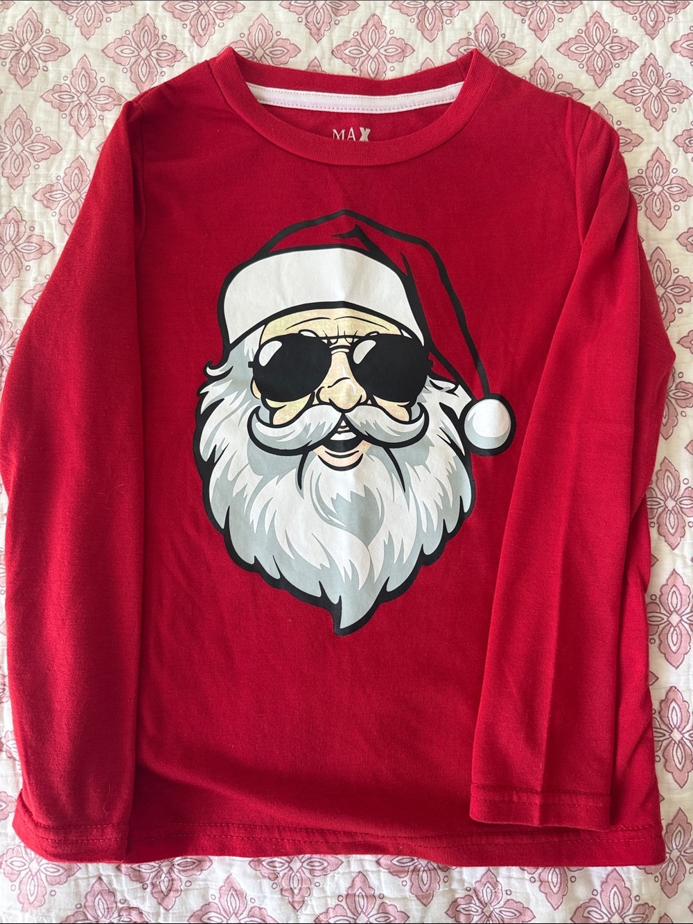 MAX Kids' Red Santa Graphic Long-Sleeve Tee